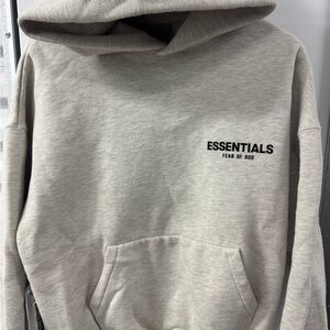 Fear of God Essentials Pullover Hoodie Heather Gray Size Small Utility Casual